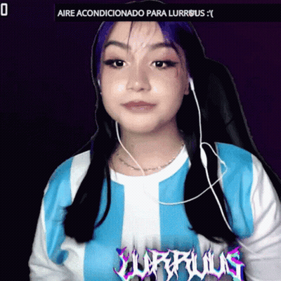 Girl With Purple Hair In Blue And White Shirt Saying Lurrous GIF