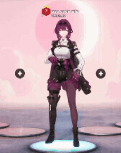 Girl With Purple Hair In Front Of Pink Circle Plus Sign GIF