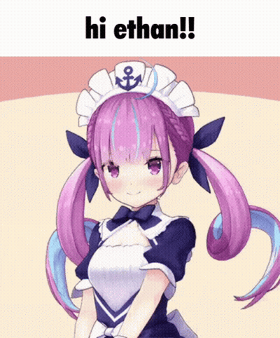 Girl With Purple Hair In Maid Outfit Says Hi Ethan GIF