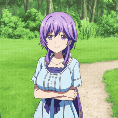 Girl With Purple Hair In Park GIF