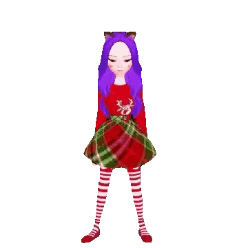 Girl With Purple Hair In Plaid Dress Sticker