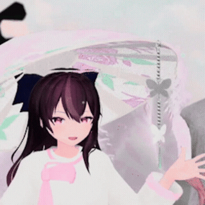 Girl With Purple Hair In White Top And Pink Skirt GIF