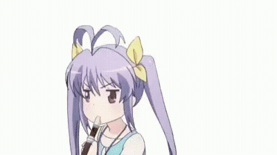 Girl With Purple Hair Playing Recorder GIF