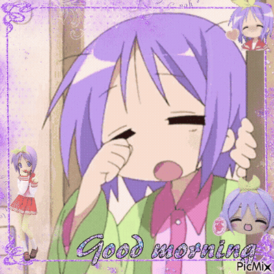 Girl With Purple Hair Saying Good Morning Picmix GIF