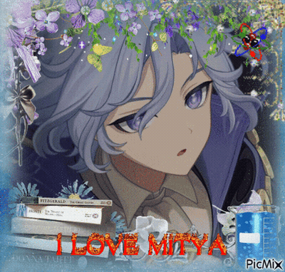 Girl With Purple Hair Saying I Love Mitya GIF