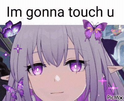 Girl With Purple Hair Saying Im Gonna Touch U GIF