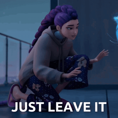 Girl With Purple Hair Saying Just Leave It GIF