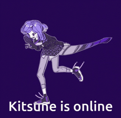 Girl With Purple Hair Saying Kitsune Is Online GIF