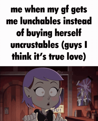Girl With Purple Hair Saying Me GIF