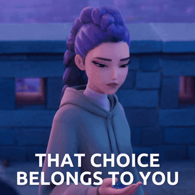 Girl With Purple Hair Says That Choice Belongs To You GIF