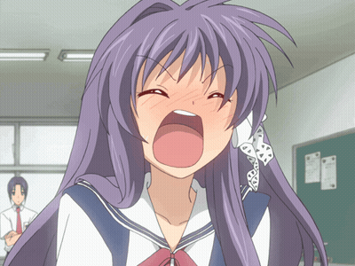 Girl With Purple Hair Screaming In Classroom GIF