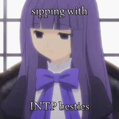 Girl With Purple Hair Sipping With INTP Besties GIF
