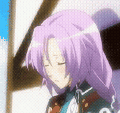 Girl With Purple Hair Smiling Eyes Closed GIF