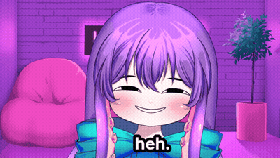 Girl With Purple Hair Smiling Heh GIF