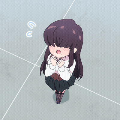 Girl With Purple Hair Standing With Letters U And C GIF