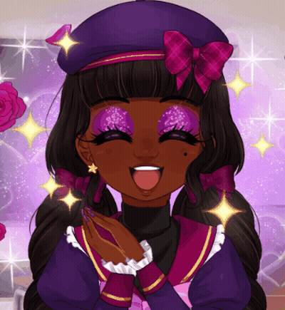 Girl With Purple Makeup And Purple Hat GIF