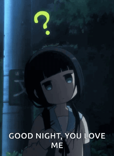 Girl With Question Mark Saying Good Night You Love Me GIF