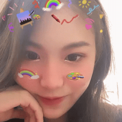 Girl With Rainbow And Painting Stickers GIF