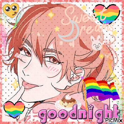 Girl With Rainbow Flag Saying Goodnight GIF