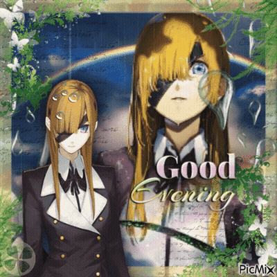 Girl With Rainbow Good Evening GIF