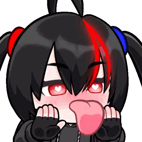 Girl With Red And Blue Hair Sticking Out Tongue Sticker