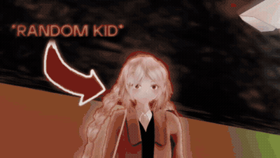 Girl With Red Arrow Pointing To Random Kid GIF