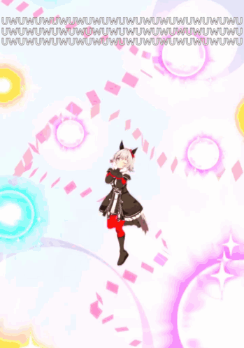Girl With Red Bow Surrounded By Hearts Uwu GIF