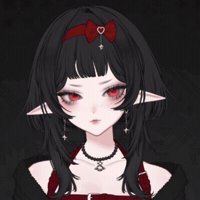 Girl With Red Eyes And Black Hair Heart Pendant GIF