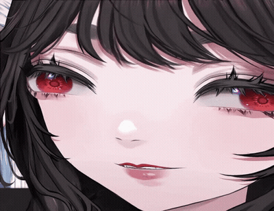 Girl With Red Eyes And Black Hair GIF
