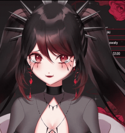 Girl With Red Eyes And Spiky Hair Price Tag $1.00 GIF