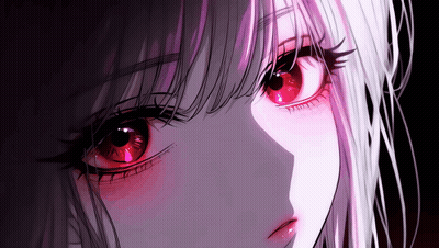 Girl With Red Eyes and White Hair