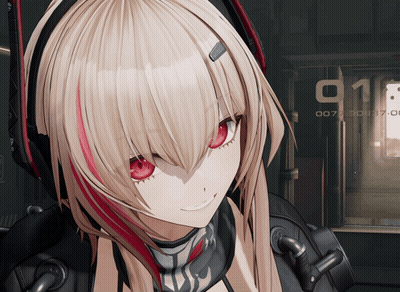 Girl With Red Eyes In Front Of 911 Sign GIF