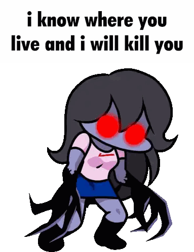 Girl With Red Eyes Says I Know Where You Live And I Will Kill You Sticker