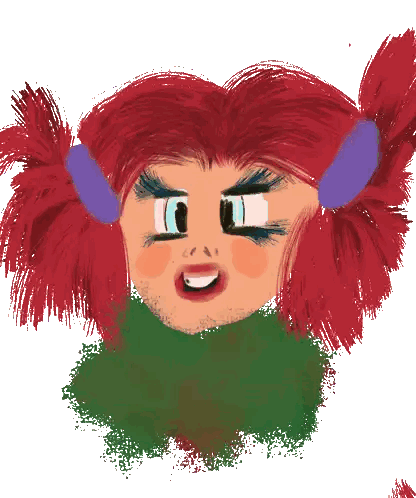 Girl With Red Hair And Green Sweater Sticker