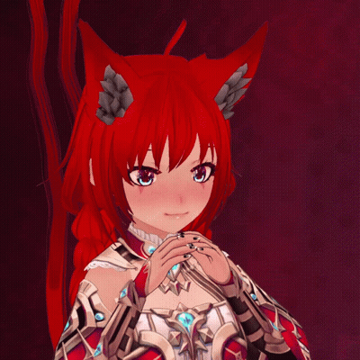 Girl With Red Hair And Horns Holding Hands Up GIF