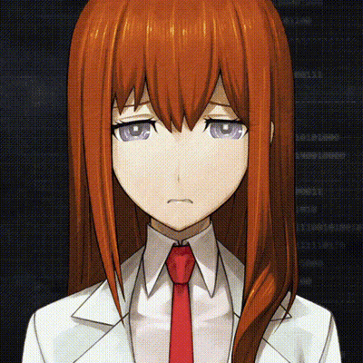Girl With Red Hair And Purple Eyes Wearing Red Tie GIF