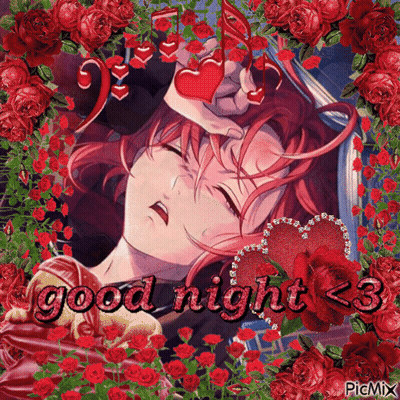 Girl With Red Hair And Roses Says Good Night GIF