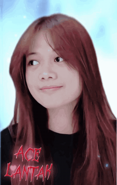 Girl With Red Hair In Black Ace Lantak Shirt GIF
