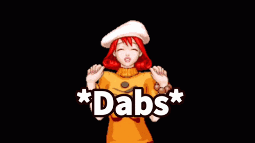 Girl With Red Hair In Yellow Sweater And White Hat Dabs GIF