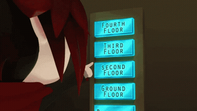 Girl With Red Hair Looking At Fourth Floor GIF