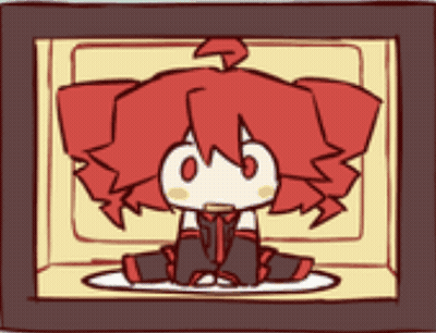 Girl With Red Hair Sitting On Plate GIF