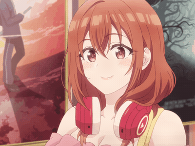Girl With Red Hair Wearing Headphones With Letter O GIF
