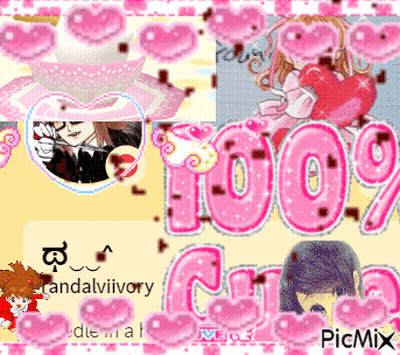 Girl With Red Heart 100% Cute GIF