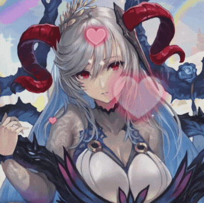 Girl With Red Horns And Heart On Head GIF