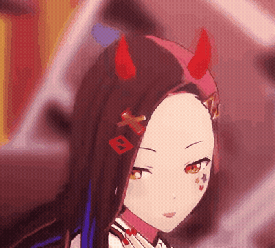 Girl With Red Horns Close Up GIF