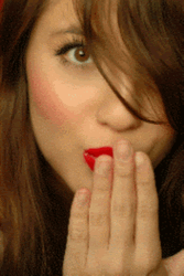 Girl With Red Lipstick Flying Kiss GIF