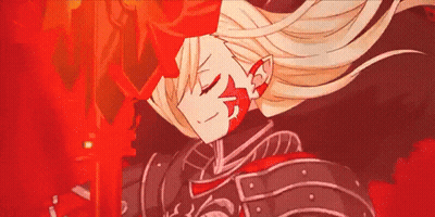 Girl With Red Star Face Holding Sword GIF