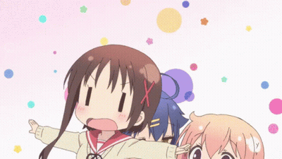 Girl With Red X On Hair Standing Next To Two Girls GIF