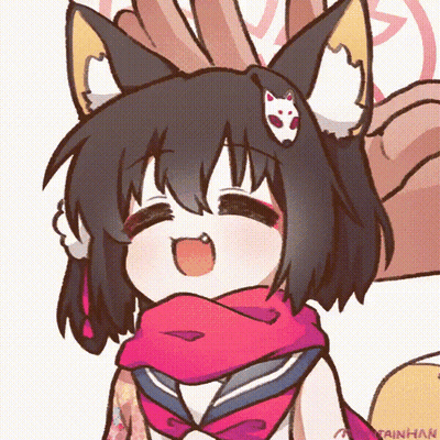 Girl With Scarf And Fox Ears GIF