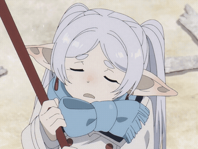 Girl With Scarf Holding Stick GIF